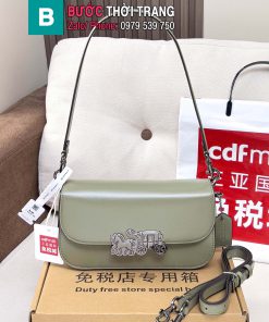 Túi xách COACH Harper da trơn mịn size 24x14x5 cm màu xanh rêu