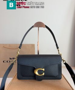 Túi xách đeo chéo COACH Tabby màu đen da bò size 27×10×17 cm 2 dây đeo