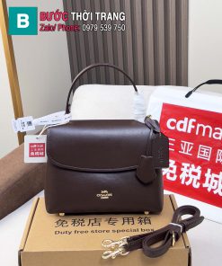 Túi xách nữ COACH đeo chéo màu nâu socola da bò size 24x18x11 cm