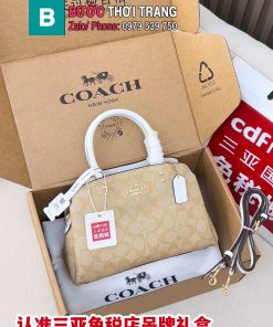 Túi xách COACH cầm tay size 23x17x10 cm màu trắng nude phong cách sang trọng