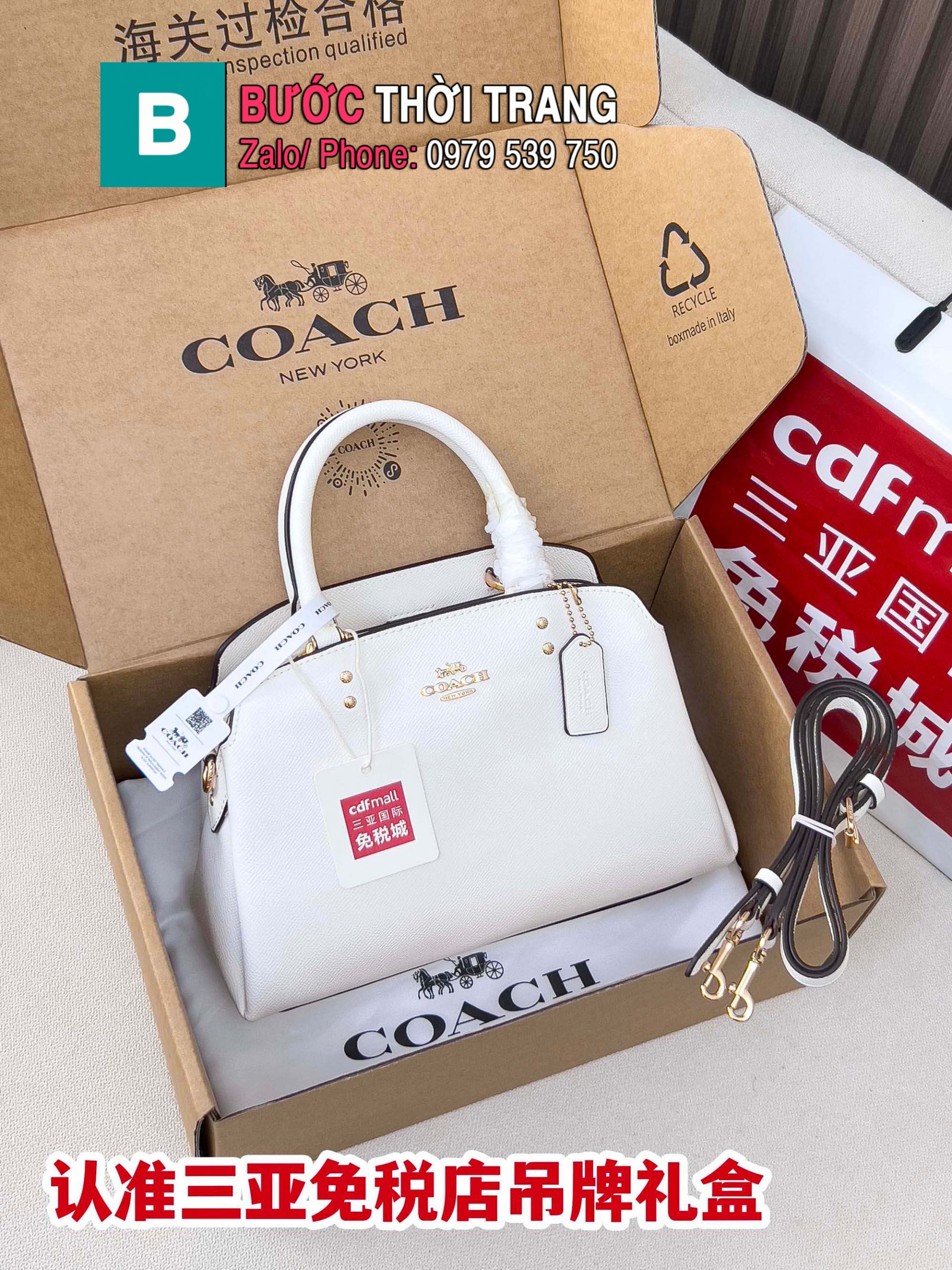 Túi xách COACH cầm tay size 23x17x10 cm màu trắng phong cách sang trọng