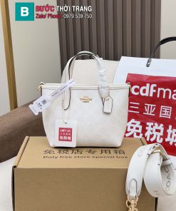 Túi xách COACH tote mini màu trắng ngà size 15.5x8.5x14 cm phong cách thanh lịch
