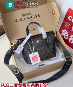 Túi xách COACH tote mini màu nâu socola size 15.5x8.5x14 cm phong cách thanh lịch