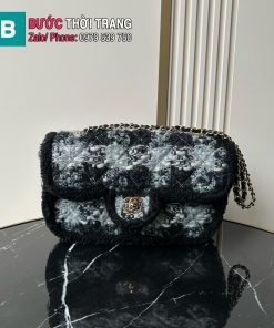 Túi xách CC Tweed Flap Bag siêu cấp màu đen size 26.5cm - AS5686