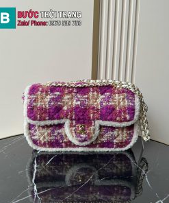 Túi xách CC Tweed Flap Bag siêu cấp màu tím size 26.5cm - AS5686