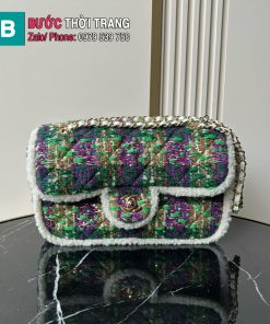 Túi xách CC Tweed Flap Bag siêu cấp màu xanh size 26.5cm - AS5686