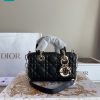 Túi xách Dior d-joy màu đen ô trám tròn size 16x6x10 cm 2 dây đeo