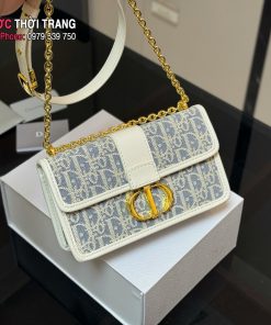 Túi xách đeo chéo Dior Montaigne màu xanh nhạt size 21 cm