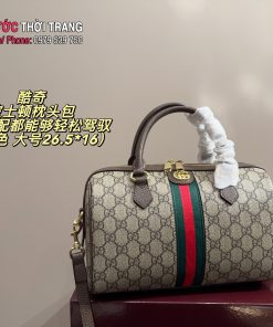 Túi xách cầm tay Gucci ophidia màu nâu size 26.5x16 cm dáng bo tròn
