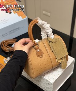 Túi xách đeo chéo LV Speedy màu nâu kiểu da đà điểu size 18x13 cm