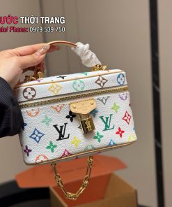 Túi xách LV nice vanity size 19x12 cm màu trắng  họa tiết màu sắc