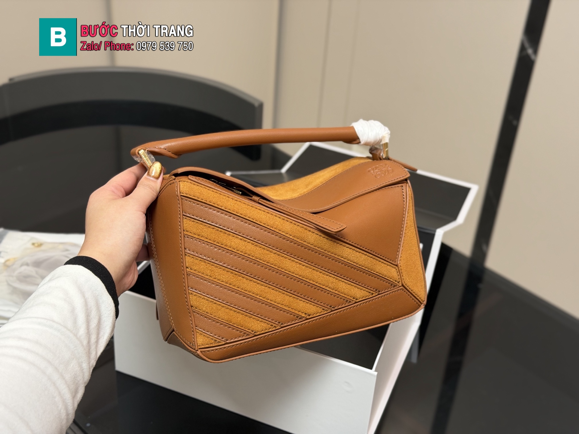 Túi xách Loewe Puzzle màu nâu da bò cao cấp size 24x15 cm