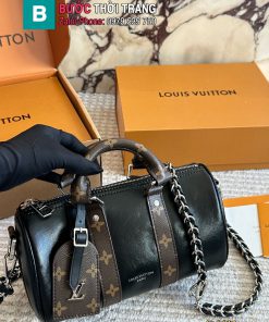 Túi xách Nigo Keepall màu đen size 25x14 cm da nhám mềm bền bỉ