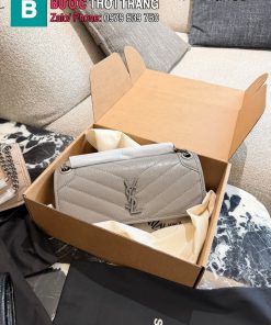  Túi xách YSL Niki màu ghi size 28x12 cm da sáp dầu mềm bền bỉ