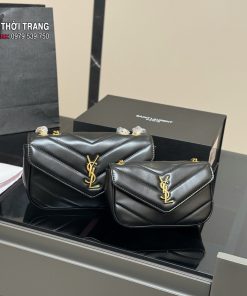 Túi xách YSL louloupuffer màu đen vân V size 24 cm và 19 cm