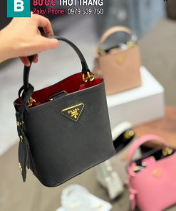  Túi xách Prada Painer màu đen lót đỏ size 18 cm túi cầm tay cao cấp