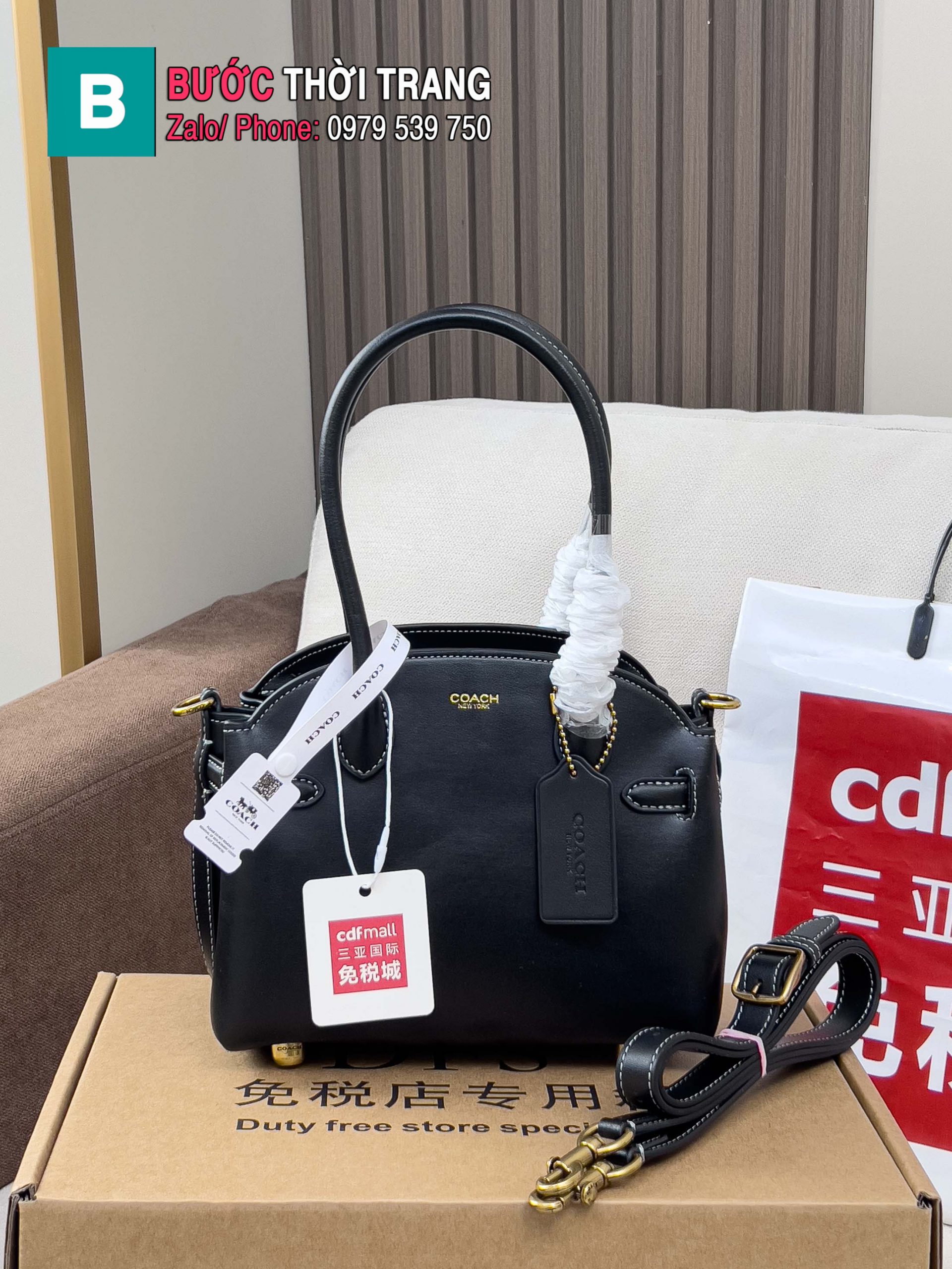 Túi đeo chéo COACH Empire Carryall màu đen da bò size 22x11.5x6 cm