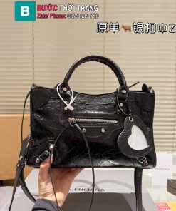 Túi xách Balenciaga Motorcycle màu đen da nhám mềm size 26 cm, 30 cm phong cách cá tính