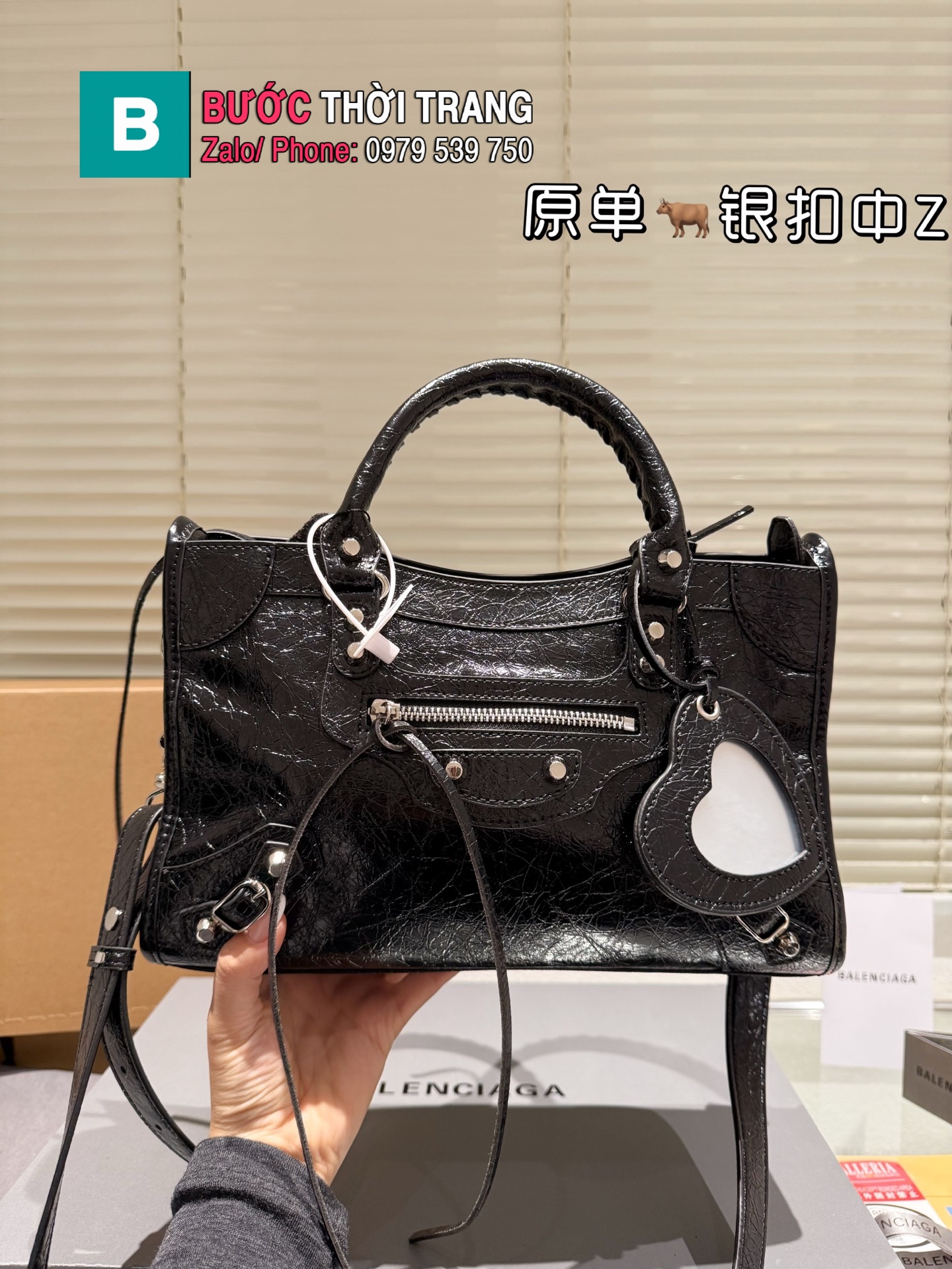 Túi xách Balenciaga Motorcycle màu đen da nhám mềm size 26 cm, 30 cm phong cách cá tính