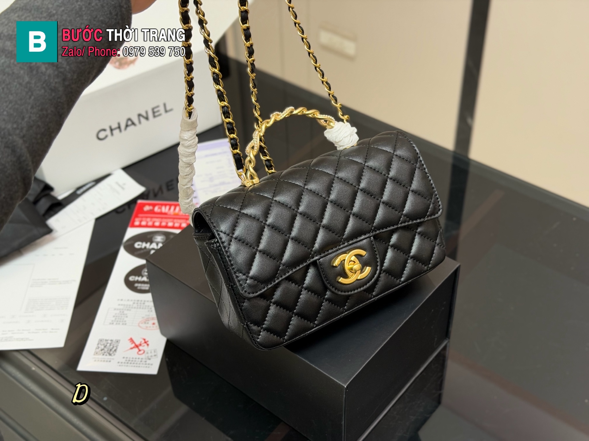 Túi xách đeo chéo CN size 20x12 cm màu vàng đen