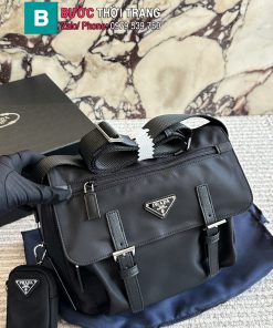 Túi xách đeo chéo PRADA màu đen size 26 cm chất liệu nylon bền bỉ chống nước