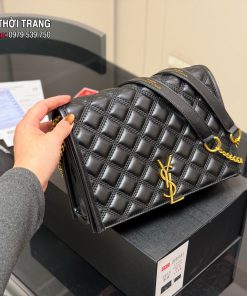 Túi xách đeo chéo YSL backey màu đen ô trám size 24x17 cm
