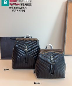 Túi xách đeo vai YSL Lo Lo màu đen vân chữ V size 2cm và 27 cm