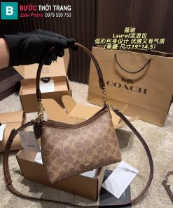 Túi xách đeo chéo COACH Laurel hobo màu nâu size 19x14.5cm