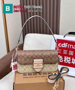 Túi xách nữ COACH tabby dáng ngang màu nâu nude size 26.5x14x6,5cm.