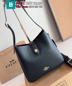  Túi xách đeo vai COACH màu đen da bò size 24x9x21cm 2 dây đeo