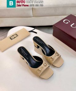 Dép cao gót GUCCI màu nude da bò xịn mịn thiết kế sang trọng quý phái