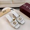 Dép cao gót GUCCI màu trắng da bò xịn mịn logo to nổi bật