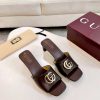 Dép cao gót GUCCI màu nâu da bò xịn mịn logo to nổi bật