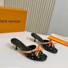 Dép cao gót LV màu đen họa tiết monogram nổi bật đế cao 5.5 cm và 10 cm tôn dáng