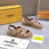Dép sandal FENDI da bò cao cấp màu ghi nâu