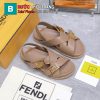 Dép sandal FENDI đế bệt màu ghi nâu khóa chữ F nổi bật