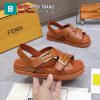 Dép sandal FENDI đế bệt màu nâu khóa chữ F nổi bật