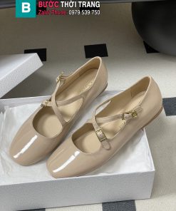 Giày búp bê nữ DIOR đế bệt màu nude da bóng mịn cao cấp