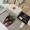 Giày cao gót YSL mũi nhọn màu nâu socola phong cách quý cô sang chảnh đế 7cm
