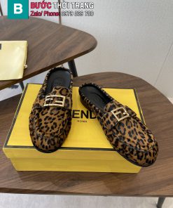 Giày lười FENDI cao cấp màu nâu họa tiết da báo chất liệu da bê mềm mịn