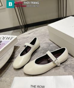 Giày bệt nữ The Row cao cấp màu trắng ngà da bò mềm mịn xịn