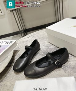 Giày bệt nữ The Row cao cấp màu đen da bò mềm mịn xịn