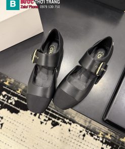 Giày bệt nữ CN màu đen da bò mềm xịn quai ngang nữ tính
