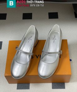 Giày búp bê LV màu bạc da bò mềm mịn cao cấp đế cao 3.5cm