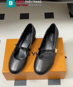 Giày búp bê LV màu đen da bò mềm mịn cao cấp đế cao 3.5cm