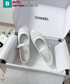 Giày búp bê đế bệt CN màu trắng quai ngang mẫu giày kinh điển tuyệt đẹp
