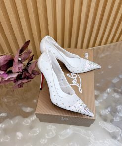 Giày cao gót nữ Christian Louboutin màu trắng đế cao 10.5cm