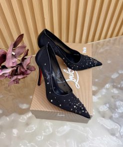 Giày cao gót nữ Christian Louboutin màu đen đế cao 10.5cm