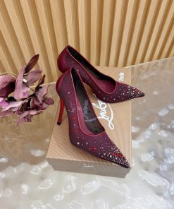 Giày cao gót nữ Christian Louboutin màu nâu đỏ mận đế cao 10.5cm