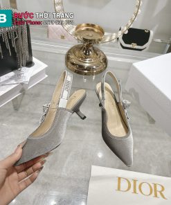 Giày cao gót DIOR màu xám cao cấp đế 4cm